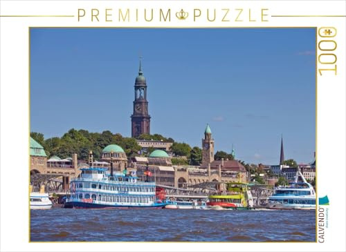 CALVENDO Puzzle Hamburg Landungsbrücken und Michel | 1000 Teile Lege-Größe 64 x 48 cm Foto-Puzzle für glückliche Stunden