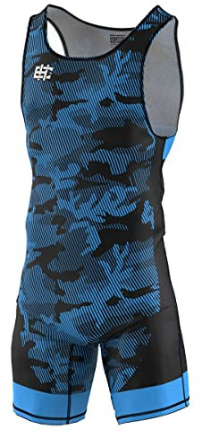 Extreme Hobby Ringertrikot für Männer Havoc professioneller Ringeranzug, Wrestling-Bekleidung, Ringer-Shirt für Herren, Wrestling Singlet, Farbe: BLAU, Größe: XL