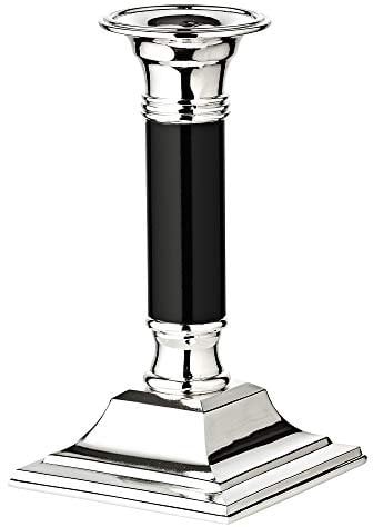 EDZARD Kerzenständer Lincoln schwarz (H 15 cm) edel versilbert - Kerzenhalter zur Tischdeko, Dekoration - Kerzenleuchter für Stabkerzen, Lange Kerzen in Silber, Kerzen Deko anlaufgeschützt