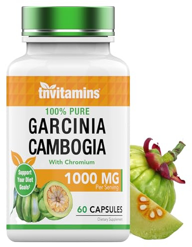tnvitamins Garcinia Cambogia Extract Capsules (1000 MG x 60 Pills) with Chromium | Weight Loss Pills for Women & Men* | Appetite Suppressant for Weight Loss