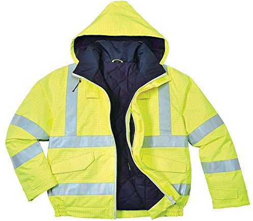 Portwest Bizflame Rain Hi-Vis Antistatic FR Bomber Jacket, Size: XL, Colour: Yellow, S773YERXL