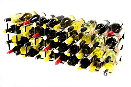 Classic 30/40 Bottle Pine Wood and Black Metal Wine Rack | Ready Assembled