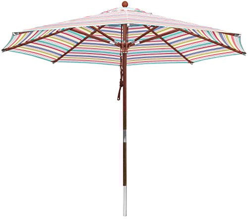 anndora® Sonnenschirm 3,5 m rund - UV Schutz + Winddach gestreift 7 Farben