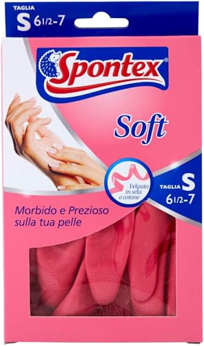 Spontex Gants Soft Ménagers Latex Naturel Rose Petite Taille