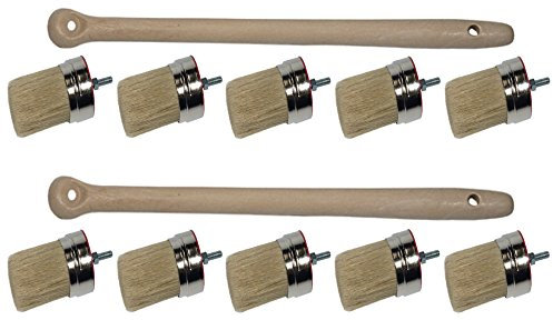 10 x Knollenpinsel Gr. 6 mit Hellen Chinaborsten + 2 Stiele Rost Schutz Maler Pinsel