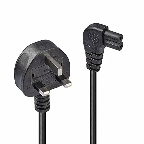 LINDY 0.5 m UK 3 Pin Plug to Right Angled IEC C7 Mains Power Cable - Black