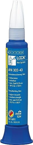 WEICONLOCK® AN 302-43 50 ml, mittelfeste, höherviskose Schraubensicherung mit Trinkwasserzulassung, blau