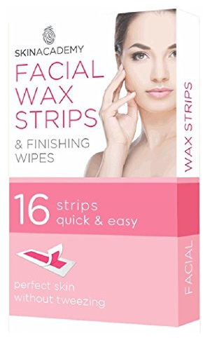 16 FACIAL WAXING STRIPS & WIPES IDEAL FOR LIP CHIN JAW & CHEEKS REMOVES UNWANTED HAIR FROM FACE