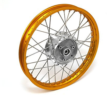 Speichenrad (Felge 1,50x16 in gold, Speichen in Edelstahl und Nabe Tuning) 16 (alle Moped-Typen)