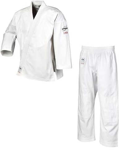 Ju-Sports Jujutsu Anzug Cayon weiß - Moderner Gi für Erwachsene & Kinder 100% Baumwolle, Reißfester Stoff, Doppelt verstärkter Brust- & Schulterbereich