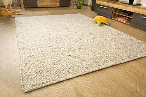 Steffensmeier Murnau Handwebteppich - mit Fusselstopp - aus nachhaltiger, Deutscher Produktion - gewalkt - Natur braun, Größe: 200x300 cm