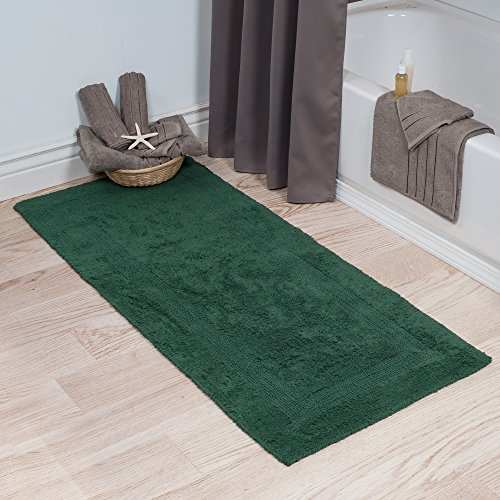 Lavish Home Reversible Long Bath Mat, Green, 60” x 24”