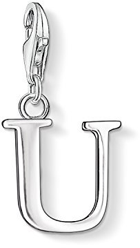 Thomas Sabo Damen Charm-Anhänger Buchstabe A-Z Charm Club Geschwärzt 925 Sterling Silber, Buchstabe U