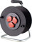 as - Schwabe Kunststoffkabeltrommel Leertrommel Ø285 mm für ca. 40 m Kabel, 3 Einbausteckdosen mit Klappdeckel 230V/16A, Thermoschutzschalter, IP44, Schwarz, 10120