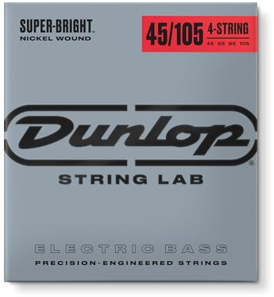 Jim Dunlop DBSBN 45-105 - Corda per basso Super Bright Nickel Plated Steel, misura: medium, set da 4