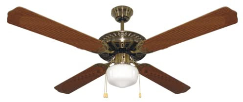 Bastilipo - CARTAGENA, vent. techo 132 cm, bronce, 60W, 4 palas, luz