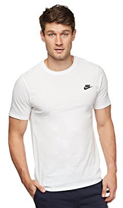NIKE Men Club Embroidered Futura T-Shirt - White/Black, Small
