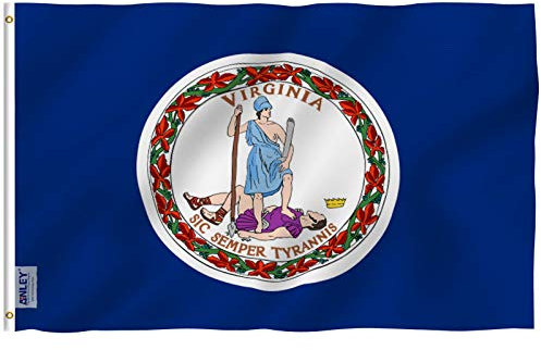 Anley Fly Breeze 3x5 Fuß Virginia State Polyester Flagge - Lebendige Farbe und UV-beständig - Canvas Header und doppelt genäht - Virginia VA State Flaggen mit Messingösen 3 X 5 Ft