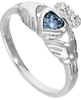 jewellerybox Sterlingsilber & Tansanit CZ Kristall Dezember Geburtsstein Claddagh Ring GröÃŸe 55 (Erhältlich 48-63)