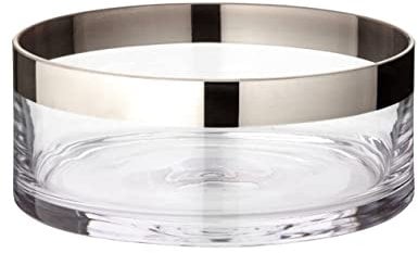 EDZARD Schale Grit (Durchmesser 20 cm, Höhe 8 cm) mundgeblasenes Kristallglas mit Platinrand, Dekoschale, Obstschale