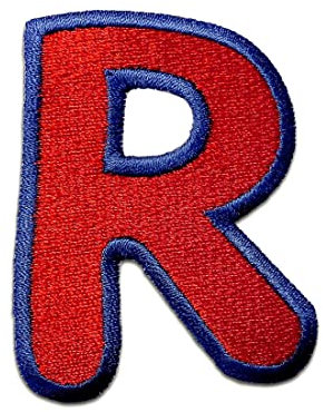 Komplettes Alphabet einzeln auswählbar - Aufnäher, Bügelbild, Aufbügler, Applikationen, Patches, Flicken, zum aufbügeln, Größe:, Alphabet/Buchstabe:Buchstabe R - 6.2x4.8cm