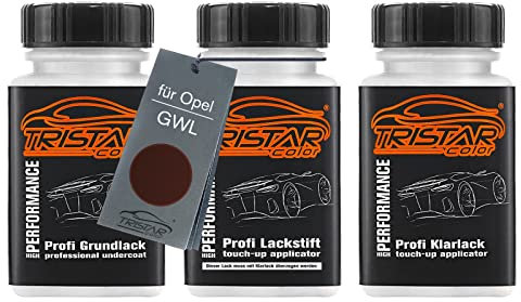 TRISTARcolor Autolack Lackstift Set für Opel GWL Berry Red Perl Metallic Grundlack Basislack Klarlack je 50ml