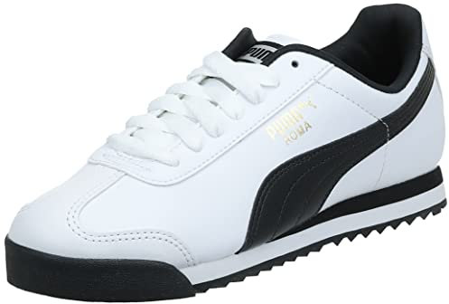 PUMA Men's ROMA BASIC Sneaker, white-black, 8.5