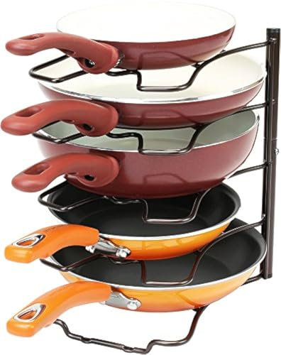 DecoBros - Estante organizador de sartenes para encimera de cocina y gabinete, color bronce