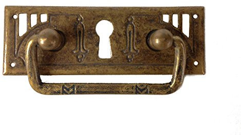 Jugendstil Möbelgriff Schlüsselschild Messing patiniert (9028/A2.01)