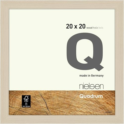 nielsen Bilderrahmen, 20 x 20 cm, Holz, Ahorn, Fotorahmen zum Auftstellen und Aufhängen im Hoch- & Querformat, Echtglas, Quadrum