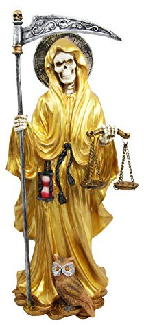 26,7 cm hoch Holy death Santa Muerte mit Sense und Waage DAY OF THE DEAD Deko Figur gold