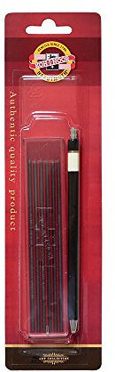 KOH-I-NOOR Fallbleistift Druckbleistift Metall Set schwarz + 6 HB Bleistiftminen