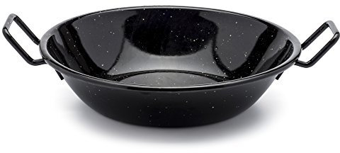 Zinel Poêle à grillades/Wok avec poignées Émail Noir à Pois Blancs, Émail, Motif Pois Noir/Blanc, 20 cm