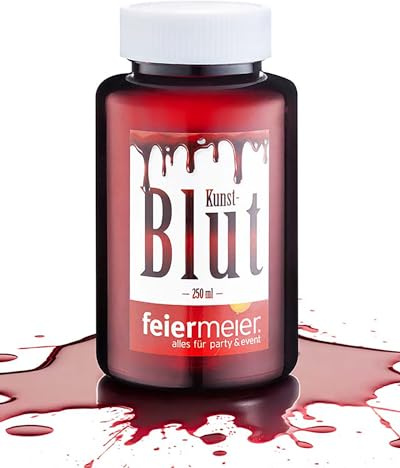Vampirblut Faux Sang pour Déguisement Halloween 250ml - Accessoire de Costume Unisexe - Bouteille Rouge - Liquide