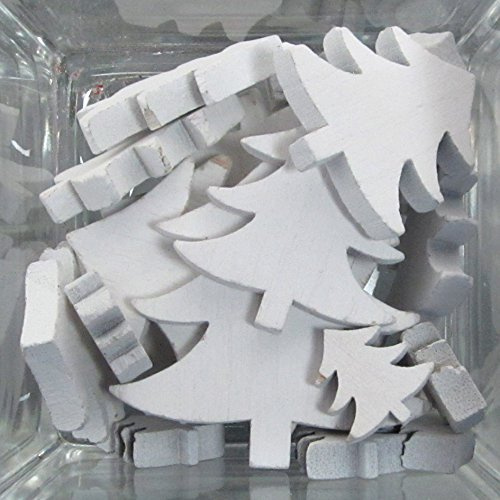 creativ home Holz Tischstreu Baum 28 Teile. Ca 7/5 / 2,4 cm. Ca 28 Holzbäume, Bäume in weiß Weiss -40