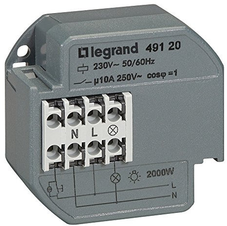 Legrand LEG49120 Télérupteur 1p 10 ax 230 V~ 50/60 Hz intensité max acceptée 50 ma