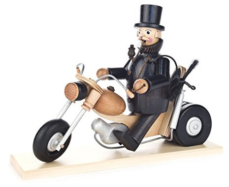 Räuchermännchen Schornsteinfeger auf Motorrad - 21cm - Original Erzgebirge Räuchermann - Dregeno Seiffen