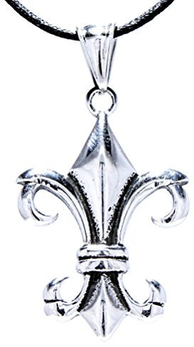 Kiss of Leather Fleur-de-Lis Anhänger aus Edelstahl mit Baumwollband