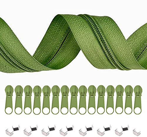 5m Endlos-Reißverschluss 3mm mit 10 Zippern und 15 Endstücke freie Farbwahl, Farbe:537 limettengrün