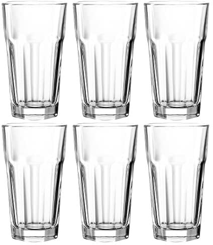 Leonardo Rock Trink-Gläser, 6er Set, spülmaschinenfeste Longdrink-Gläser, Trink-Becher aus Glas im klassischen Stil, Getränke-Set, 340 ml, 013381