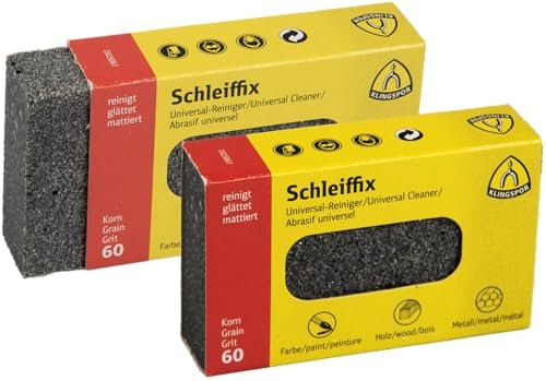 Klingspor SFK 655 Schleiffix Handklotz 80 x 50 x 20 mm Korn 60 - für Farbe/Lack, Glas/Stein, Holz, Kunststoff, Leder und Metall Universal - 13801