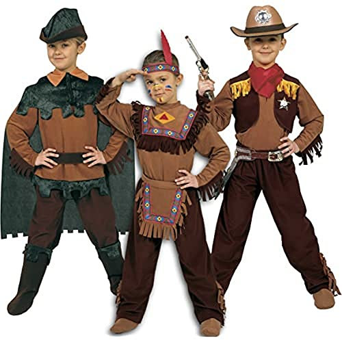 Ciao 10050 3 in 1 West Kostüm, Indianer, Cowboy, Robin Hood, Braun/Grün 8-10 anni Marrone/Verde