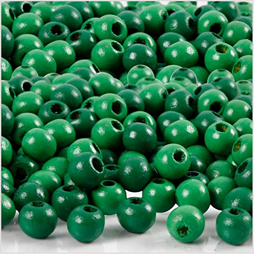 Wooden beads, D: 5 mm, green, 6g, approx. 180 pc