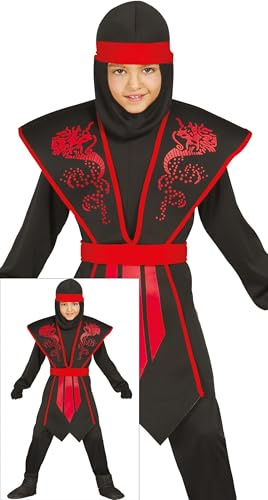 Guirca – Ninja, Costume for Children 7 – 9 Years, Black (81252)