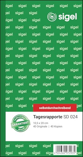 SIGEL Tagesrapport 10,5 x 20 cm 2x40 Blatt | SD024/5, Selbstdurchschreibend auf nachhaltigem Papier für Rapportwesen