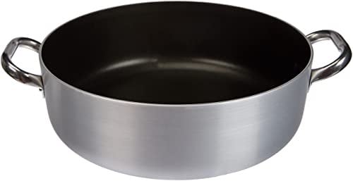Ollas Agnelli Platinum Baja Cazuela de Aluminio, con Dos Asas en Acero Inoxidable, Plata, 32 cm