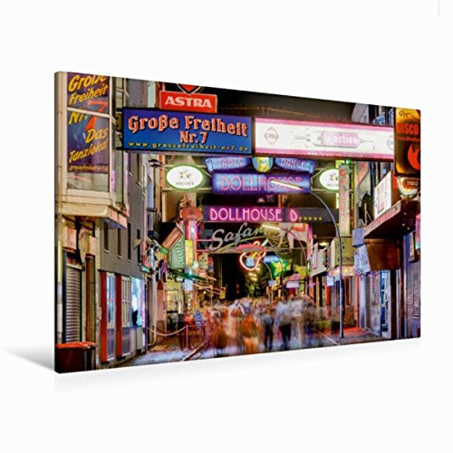 Premium Textil-Leinwand 120 x 80 cm Quer-Format Die Große Freiheit auf St. Pauli in Hamburg | Wandbild, HD-Bild auf Keilrahmen, Fertigbild auf hochwertigem Vlies, Leinwanddruck von Christian Ohde