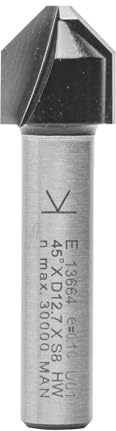 ENT 13664 Fasefräser und Bündigfräser HW, Schaft (S) 8 mm, Durchmesser (D) 12,7 mm, NL 12,7 mm, E 45°, SL 32 mm