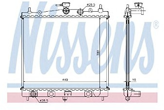 NISSENS Kühler Motorkühlung Kühler Wasserkühler Motorkühler Netzbreite 452mm Netzlänge 380mm Netztiefe 16mm 62902A