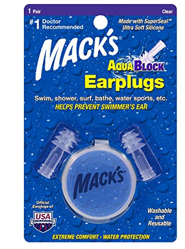 Mack's Earplugs Aquablock Clear 1 Pair